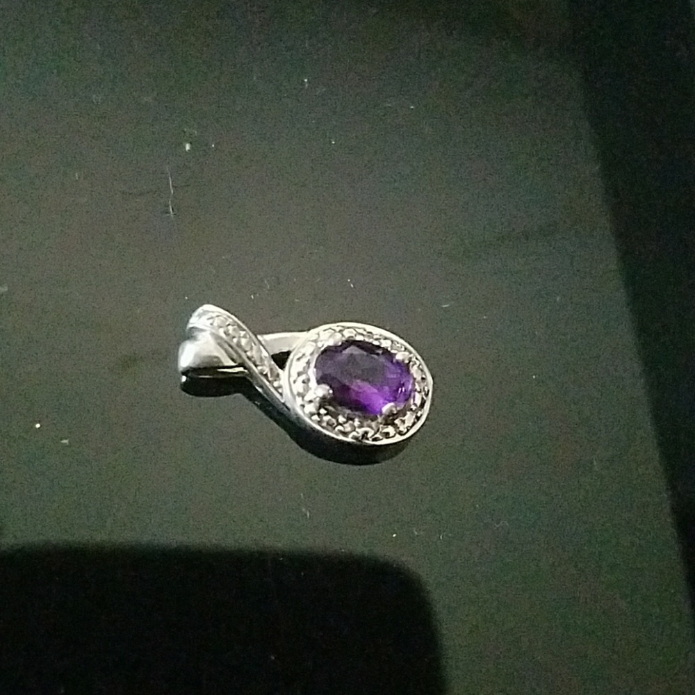 Sterling Silver Amethyst Colored Stone Pendant - image 4